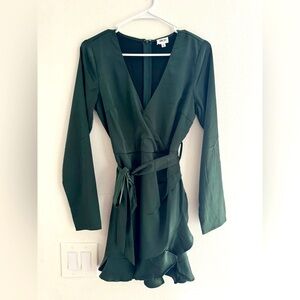 Elegant Dark Green Wrap Romper